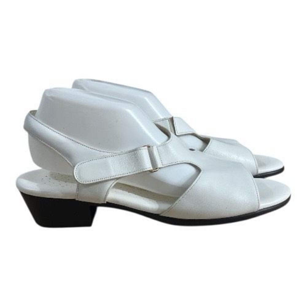 SAS Suntimer Heel Strap Sandal Size 12 N Summer Shoes Flats White Black Sole